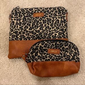 IBFUN Brown and Leopard Print Cosmetic Bag Set